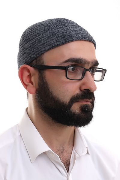 ihvanonline Smoked Folded Plain Pattern Winter Velvet Skullcap Hat