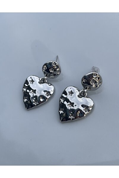 Lavian Accessories Gümüş Renk Double Puffy Heart Küpe