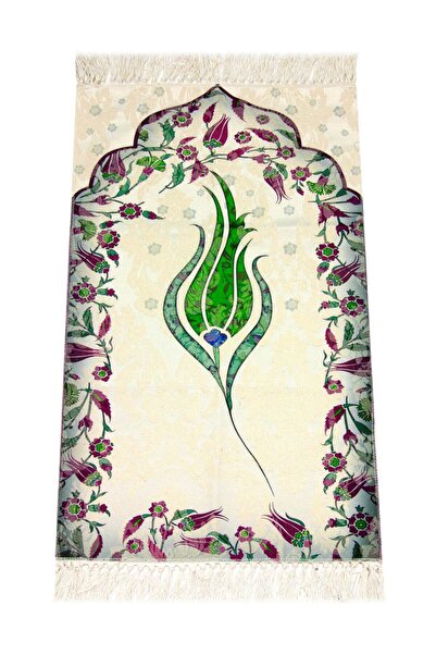 İhvan Çocuk Seccadesi - Lale Desenli - Yeşil Renk