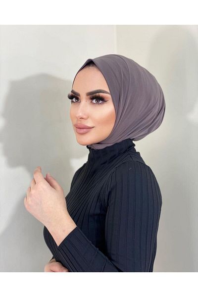 Organic Scarfs Γυναικείο μαντήλι Hijab Anthracite Snap γιακάς Hijap Bone Μοντέλο Κασκόλ