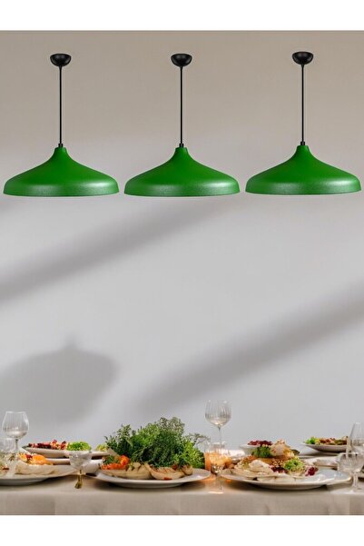 hemlife Modern Metal 3'lü Sarkıt Avize Yeşil