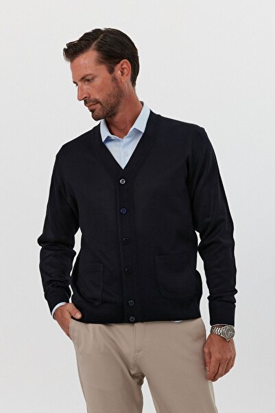 Livio Ferri Чоловічий трикотажний кардиган - стандартний крій, з кишенями