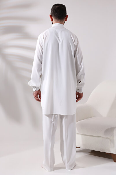 ihvan online Men's Viscose Afghan Suit - Berat Hajj and Umrah Clothing, Ecru