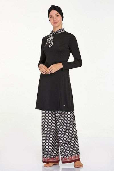 Adasea 4514-24 Μαύρο μαγιό Hijab - Delmar με σχέδιο