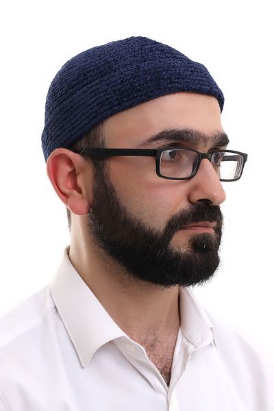 ihvanonline Тъмносиня сгъната зимна кадифена шапка с обикновен модел