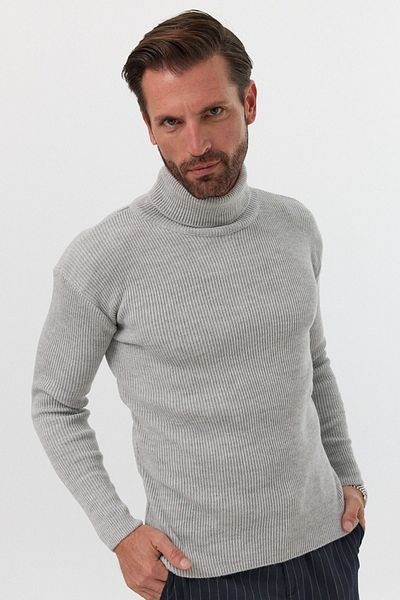 Livio Ferri Men's Turtleneck Slim Fit Ribbed Knitwear Sweater