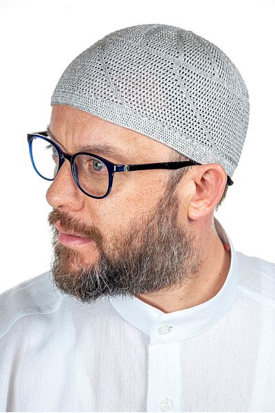 İhvan Χρυσό Πολυτελές Δαντέλα Πλεκτό Κάλυμμα Προσευχής Σκούρο Γκρι 1 Τεμάχιο