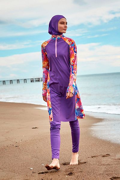 Marina Μωβ αλεξίπτωτο Full Covered Hijab Swimsuit - M2495