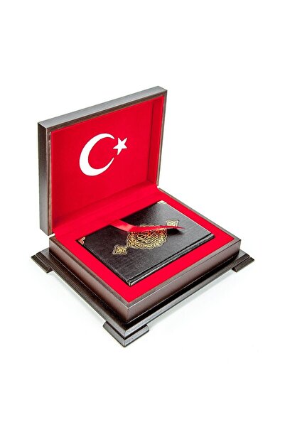ihvan online Ahşap Kutulu Türk Bayrağı Desenli Hediye Kur'an Seti Dini Hediyelik