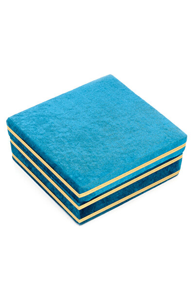 tevhid seda Kadife Kaplı Sandık Hediyelik, Dekor Petrol Rengi