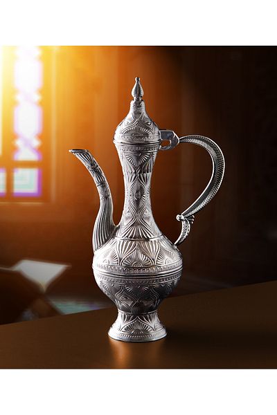 ihvanonline 9 Piece Silver Color Decorative Floor Set - Rose Pot Jug and Cup Serving