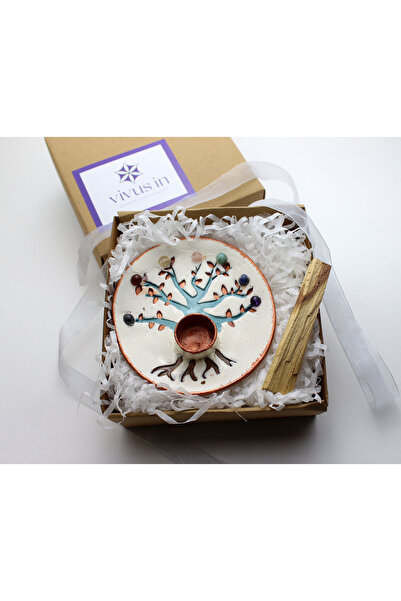 vivus in Hayat Ağacı Doğal Çakra Taşlı Palo Santo El Yapımı Seramik Tütsülük ...