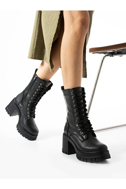 Alemdar Shoes Γυναικείες μπότες με τακούνι JADEN με μαύρο φερμουάρ