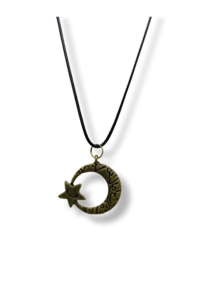 whocares Türk Bayrak Antik Renk Sembollü Kolye İpli Unisex Kaliteli