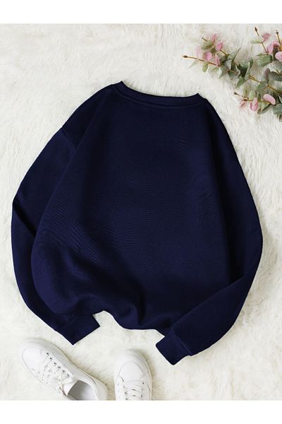 Revasser Γυναικείο φούτερ HAPPY Daisy Colorful Oversize βαμβακερό - Crew Neck