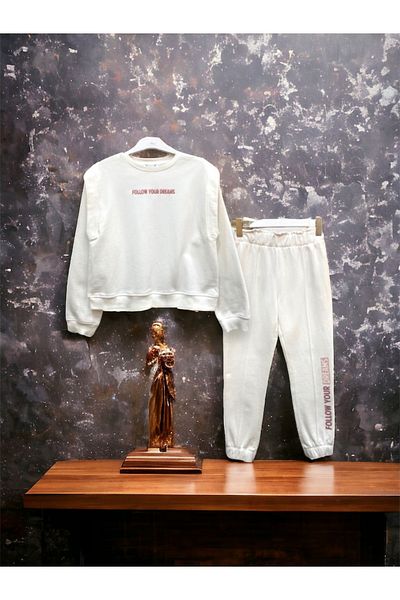 LİTTLE TORTOİSE Girl's Embroidered Cotton Tracksuit Set