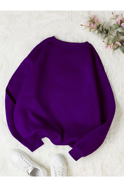 Revasser Γυναικείο φούτερ HAPPY Daisy Colorful Oversize βαμβακερό - Crew Neck