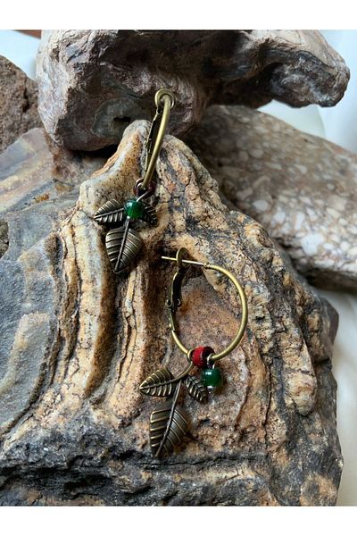 azra takı tasarım Handmade Cast,Dangle Leaf Figured Women's Earrings
