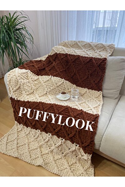Alize Puffy Hand Knitted TV Blanket