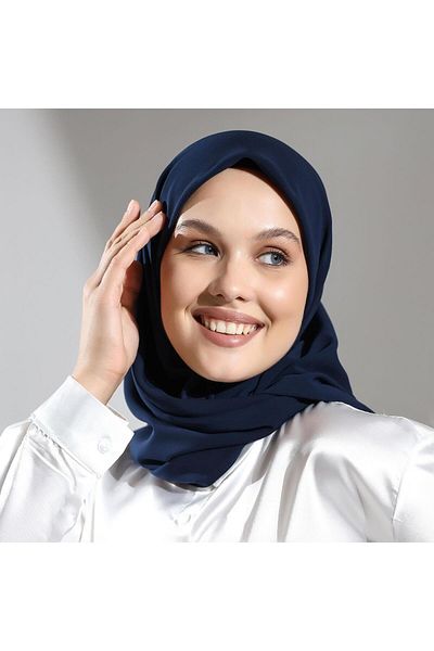 Berel Moda Αιγυπτιακό μεταξωτό κασκόλ Navy Blue