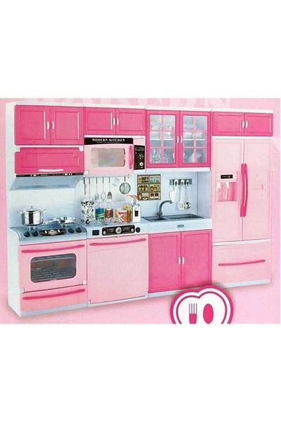 Mega Oyuncak Modern Kitchen 4-Section Kitchen Set with Light and Sound