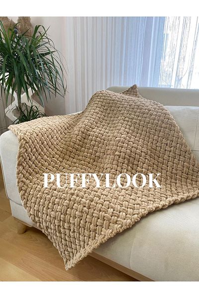 Alize Puffylook Hand Knitted Blanket (90/90)