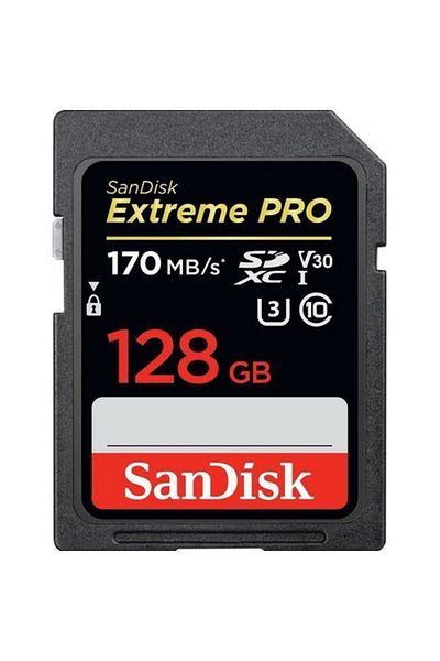 SanDisk بطاقة الذاكرة Extreme Pro 128 جيجا بايت 170 ميجا بايت/الثانية V30 UHS-I U3 SDSDXXY-128G-GN4IN SDXC
