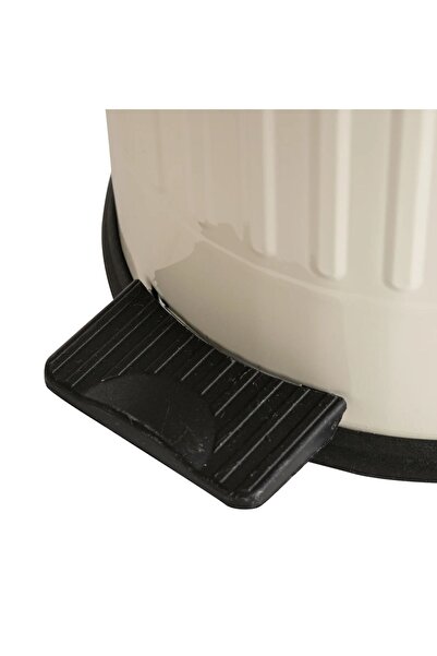 REYKA HİJYEN 16 Liters Pedal Vitange Striped Pattern Cream, Metal Trash Can