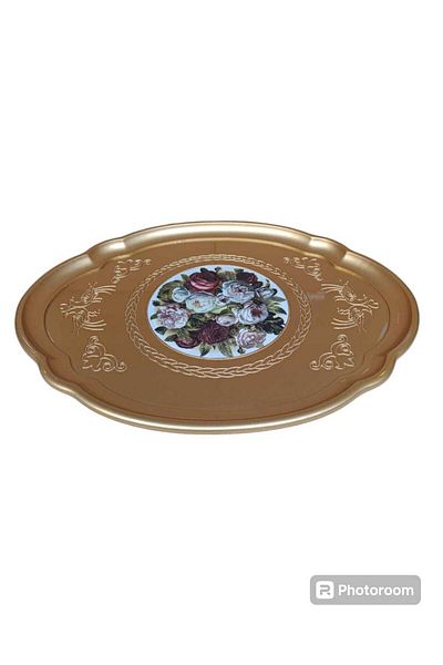 Kosova 0017 - Medium Rose Oval Tree Tray (Gold) 46*36cm