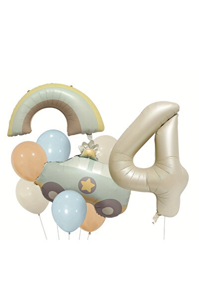 Çemrek Süs Parti مجموعة بالونات ريترو فويل لعمر 4 سنوات