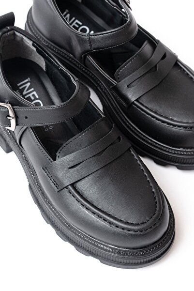 Aymood 745-771 Siyah Kadın Günlük Yüksek Tabanlı Loafer Ayakkabı