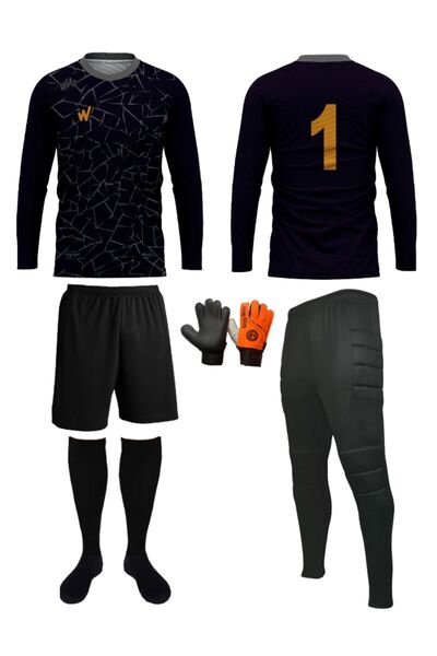 Wallzon Kaleci Forma,Eşofman,Şort,Eldiven,Konç Buffon Model 5li Set(Formaya İsim Baskısı İçin Harf Hediyeli)