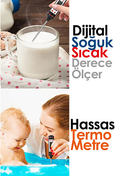 Efege Dijital Gıda Termometresi Süt Yemek Sıcaklık Ölçer Pişirme Derecesi Pilli Mutfak Termometresi