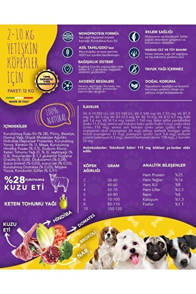 Exclusion Monoprotein Düşük Tahıllı Kuzu Etli Ve Narlı Küçük Irk Yetişkin Köpek Maması 2 Kg