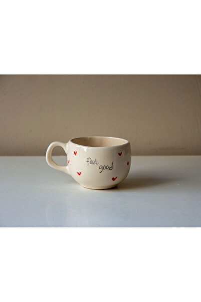 fleurdecansu El Yapımı Seramik Kupa, Seramik Feel Good Mug, Kupa, Bardak,