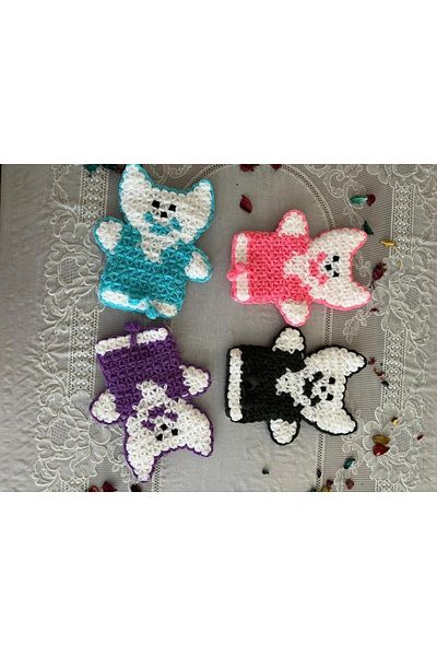 Dantelux Cat Handcrafted Bath Loofah 4 Pieces