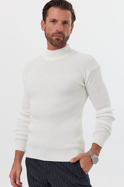 Livio Ferri Men's Half-Neck Turtleneck Slim Fit Knitwear Sweater