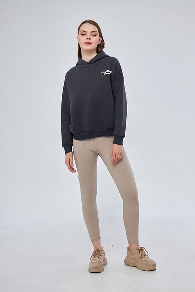 Moda Işık Anthracite Unisex Basic Hoodie Sweatshirt - 100% Βαμβάκι