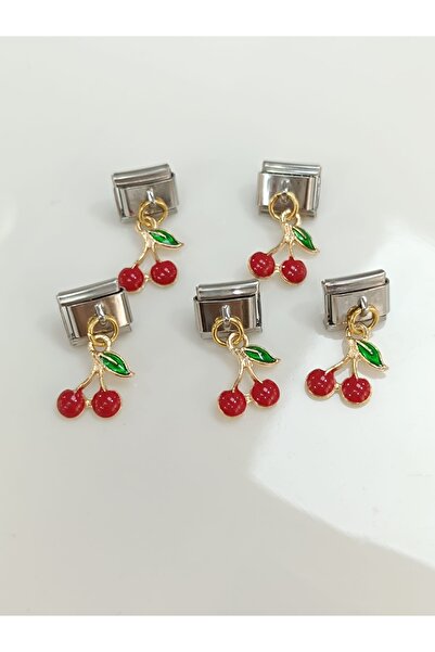 ilvesa shop İtalyan Bileklik Kiraz Çelik Charm