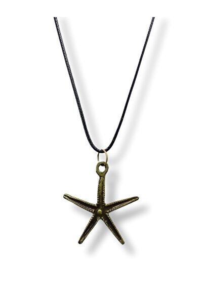 whocares Deniz Yıldızı Antik Renk Sembollü Kolye İpli Unisex Kaliteli