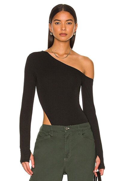 By Kul Design Body negru din jerseu cu croială asimetrică - femei