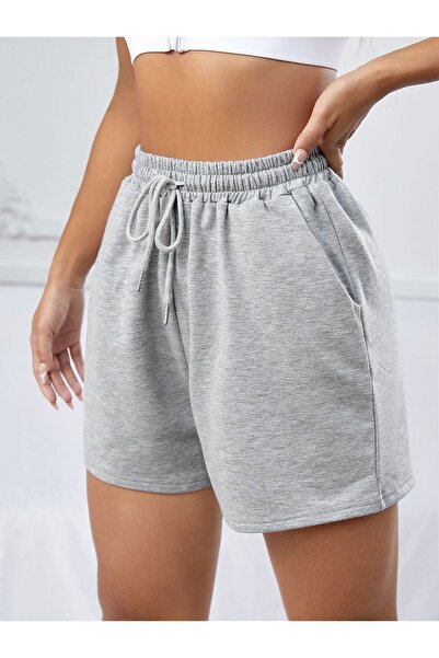 Genel Markalar Kadın Gri Geniş Kesim Penye Şort