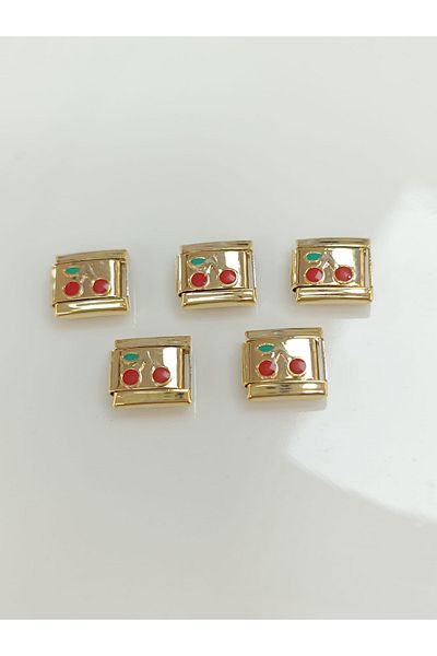 ilvesa shop Yellow Cherry Steel Charm - Italian Bracelet
