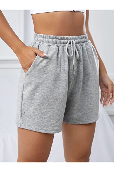 Genel Markalar Kadın Gri Geniş Kesim Penye Şort