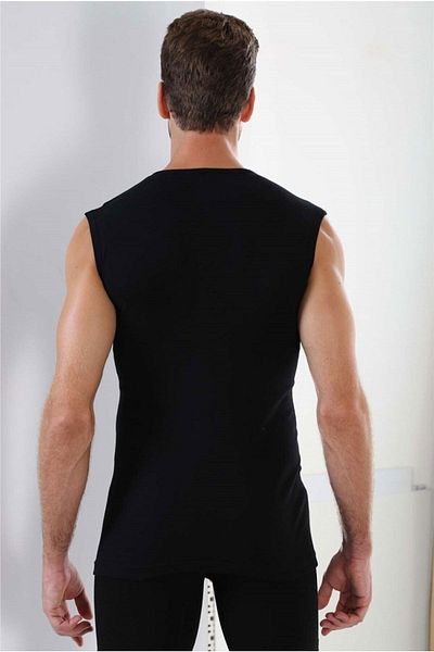 Gutiero Tricou negru pentru bărbați, cu guler rotund, fără mâneci, 100% bumbac, pachet de 3