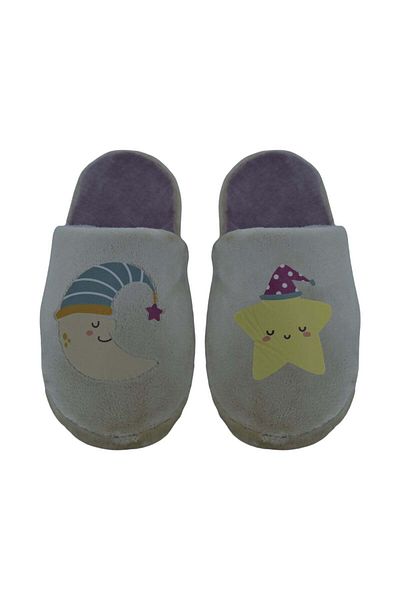 Chirpy Chapi - Cream Women's House Slippers with Moon and Star Figure