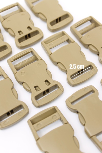 ERDAL DERİ 10 قطع قفل عسكري بلاستيك 2.5 سم - لون رملي، DS04