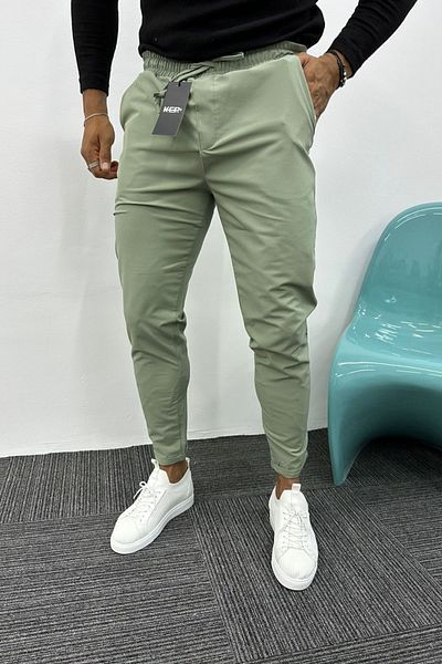 MADZEYMODA Ανδρικό Mint Green Jogger - Slim Fit, Double Leg, Αλεξίπτωτο Ύφασμα