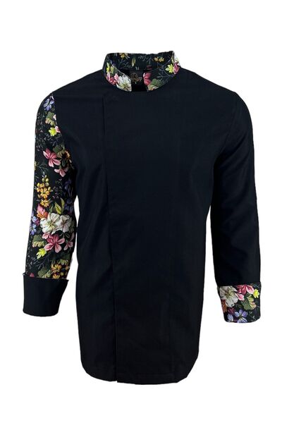 isinigiy سترة الشيف بأكمام مزخرفة بالزهور