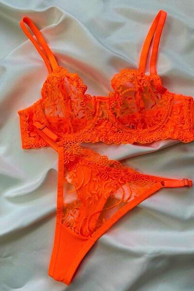 Moldina Set sutien pentru femei Neon Orange Floral Underwire